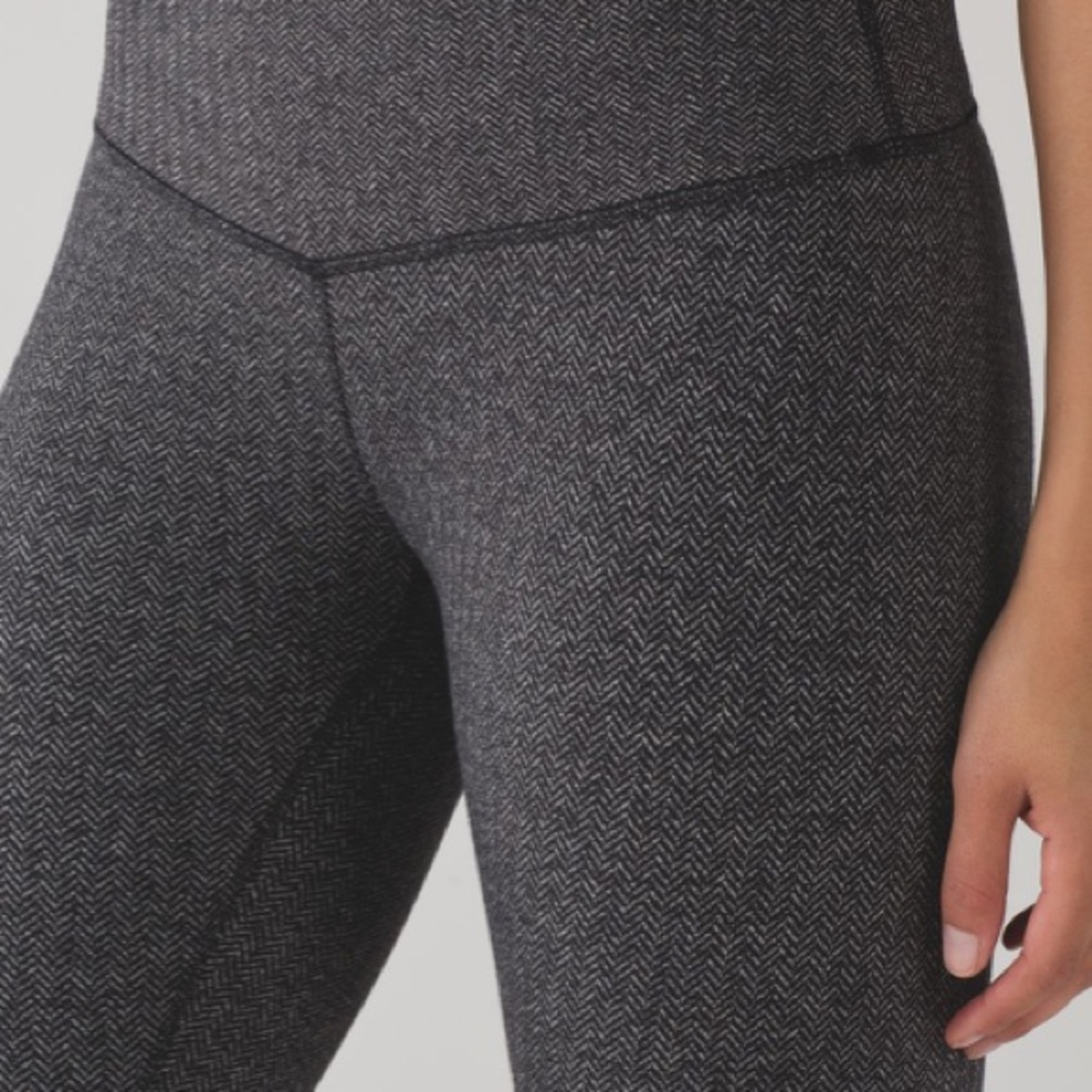 lululemon herringbone full length wunder under leggings black rare soft warm 4